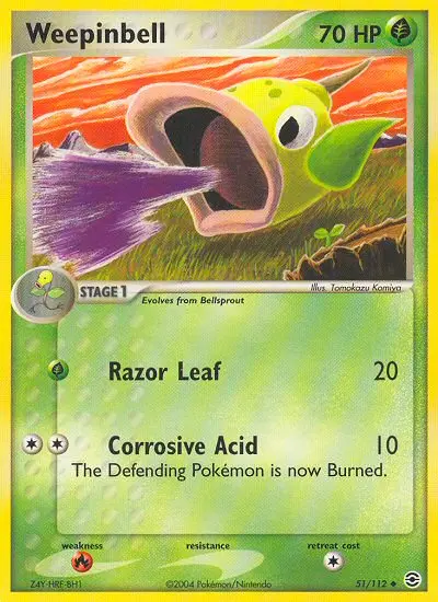 Weepinbell Uncommon Pokemon card #51 from FireRed & LeafGreen
