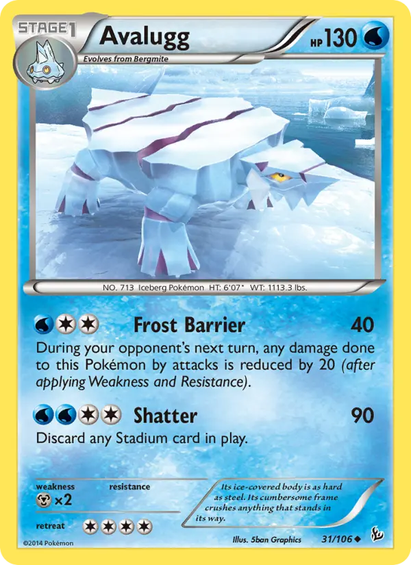 Avalugg Uncommon Pokemon card #31 from Flashfire