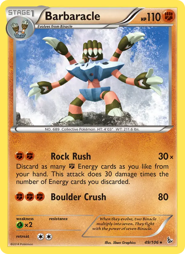 Barbaracle Rare Pokemon card #49 from Flashfire