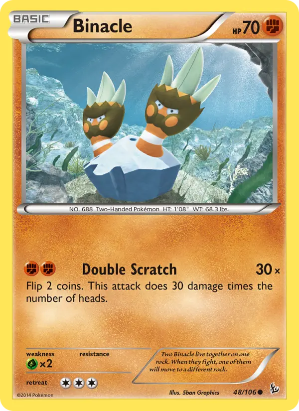Binacle Common Pokemon card #48 from Flashfire