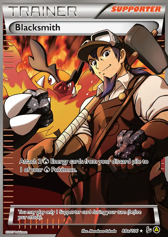 Blacksmith Uncommon Pokemon card #88a from Flashfire