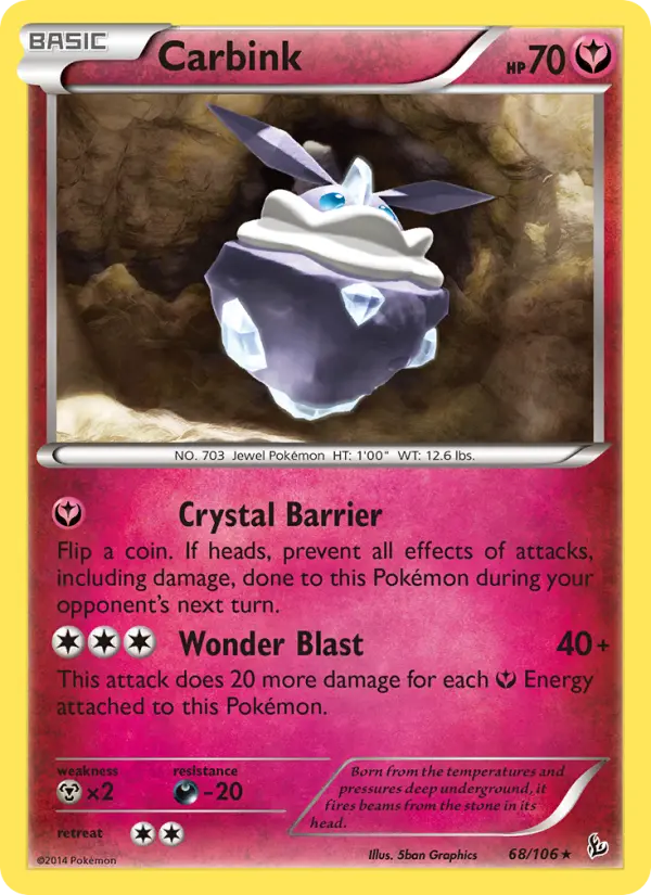 Carbink Rare Pokemon card #68 from Flashfire