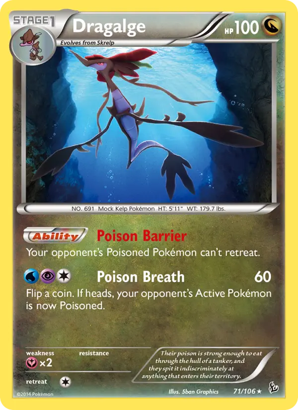 Dragalge Rare Pokemon card #71 from Flashfire