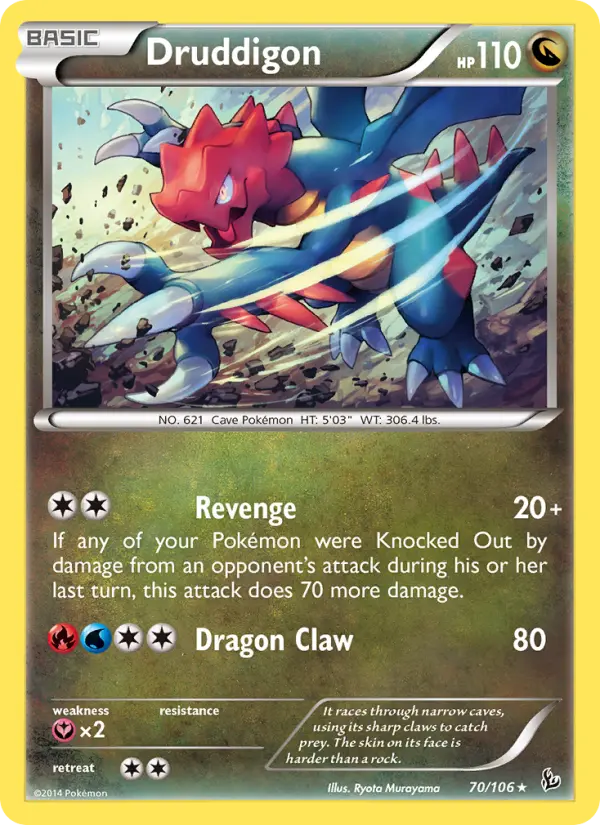 Druddigon Rare Pokemon card #70 from Flashfire
