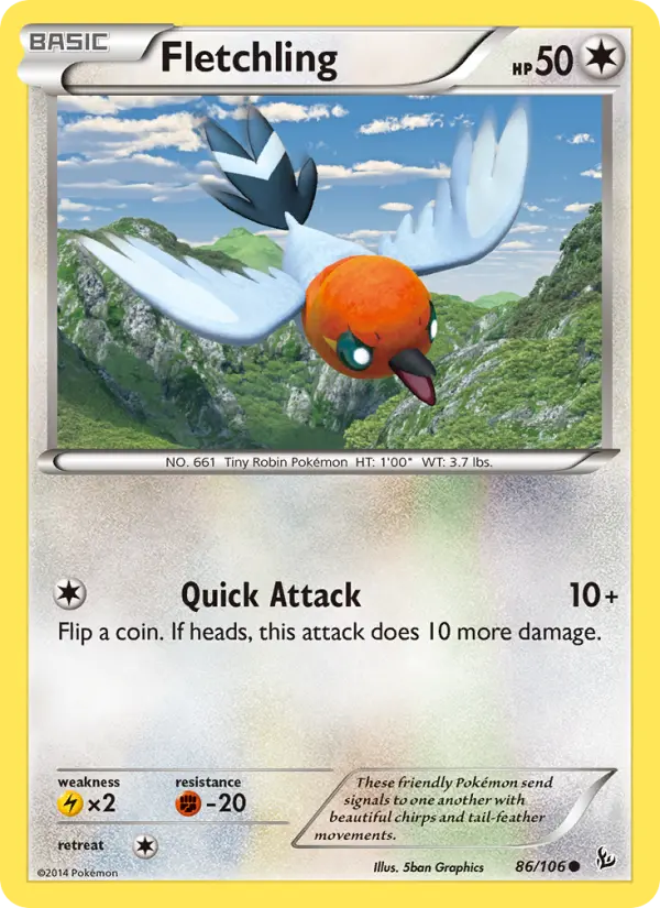 Fletchling Common Pokemon card #86 from Flashfire
