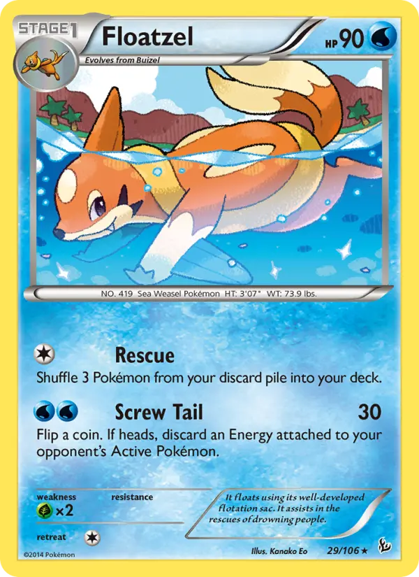 Floatzel Rare Pokemon card #29 from Flashfire