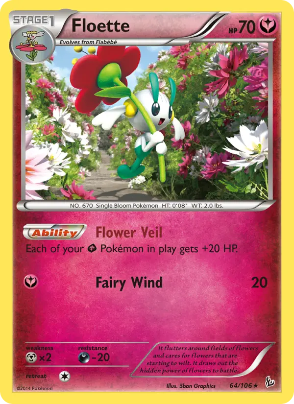 Floette Rare Pokemon card #64 from Flashfire