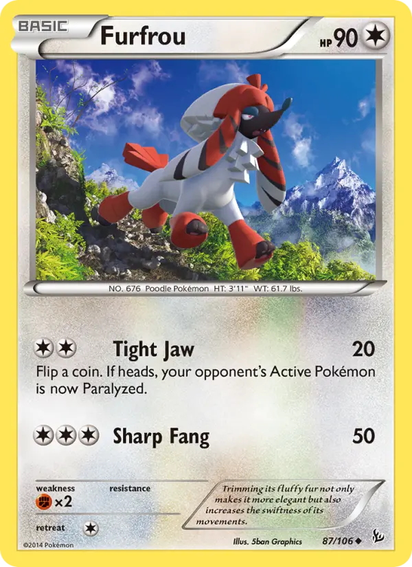 Furfrou Uncommon Pokemon card #87 from Flashfire