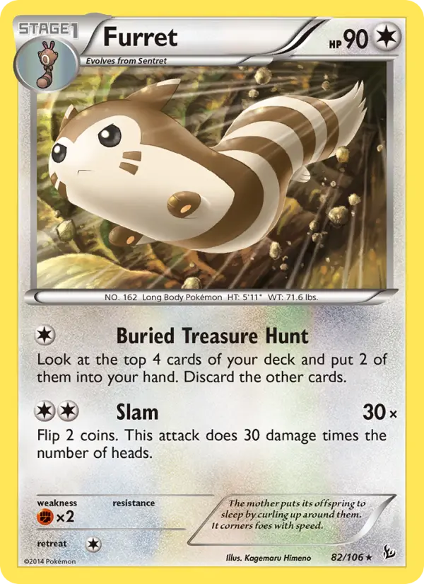 Furret Rare Pokemon card #82 from Flashfire