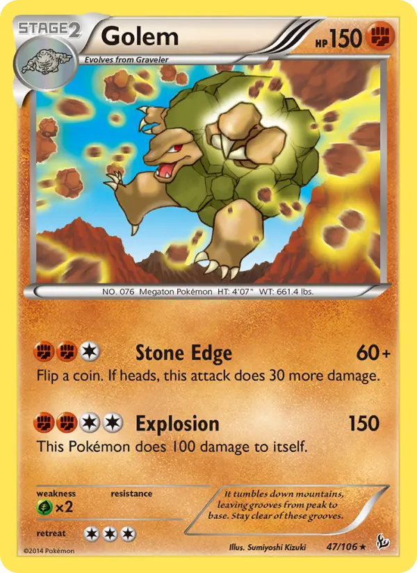 Golem Rare Pokemon card #47 from Flashfire