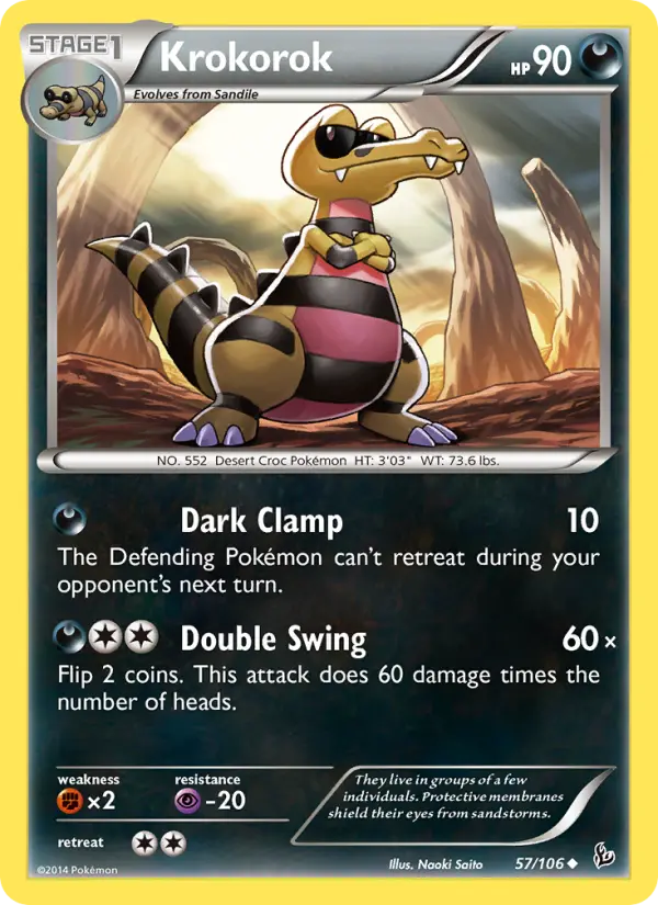 Krokorok Uncommon Pokemon card #57 from Flashfire