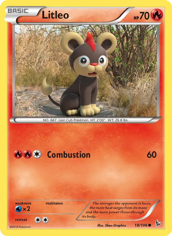 Litleo Common Pokemon card #18 from Flashfire