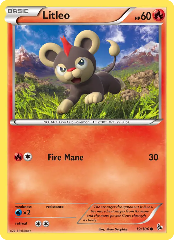 Litleo Common Pokemon card #19 from Flashfire