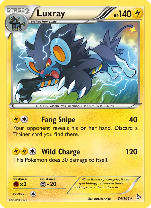 Luxray Rare Pokemon card #34 from Flashfire
