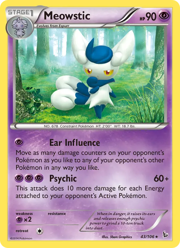 Meowstic Rare Pokemon card #43 from Flashfire