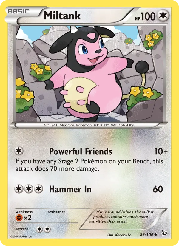 Miltank Uncommon Pokemon card #83 from Flashfire