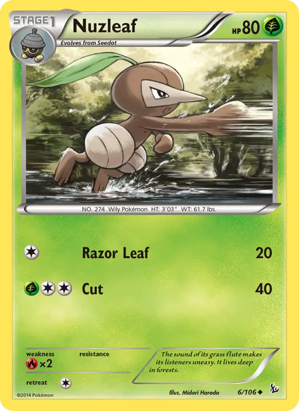 Nuzleaf Uncommon Pokemon card #6 from Flashfire