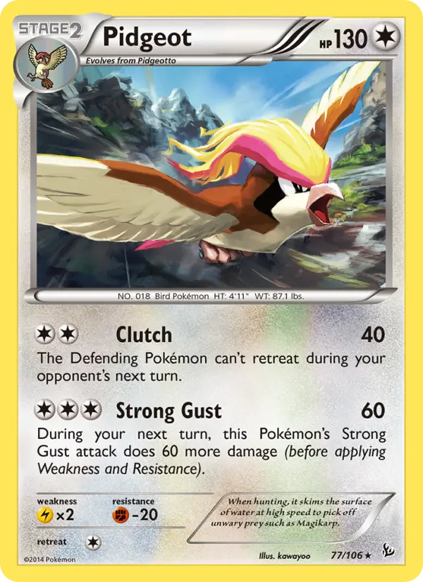 Pidgeot Rare Pokemon card #77 from Flashfire