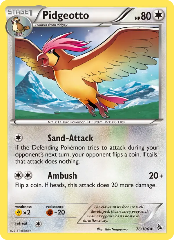 Pidgeotto Uncommon Pokemon card #76 from Flashfire