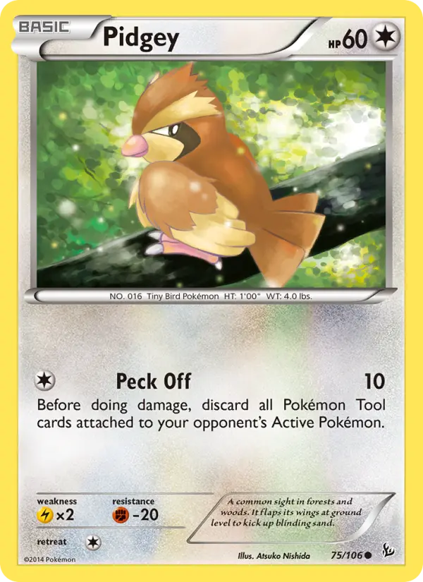 Pidgey Common Pokemon card #75 from Flashfire