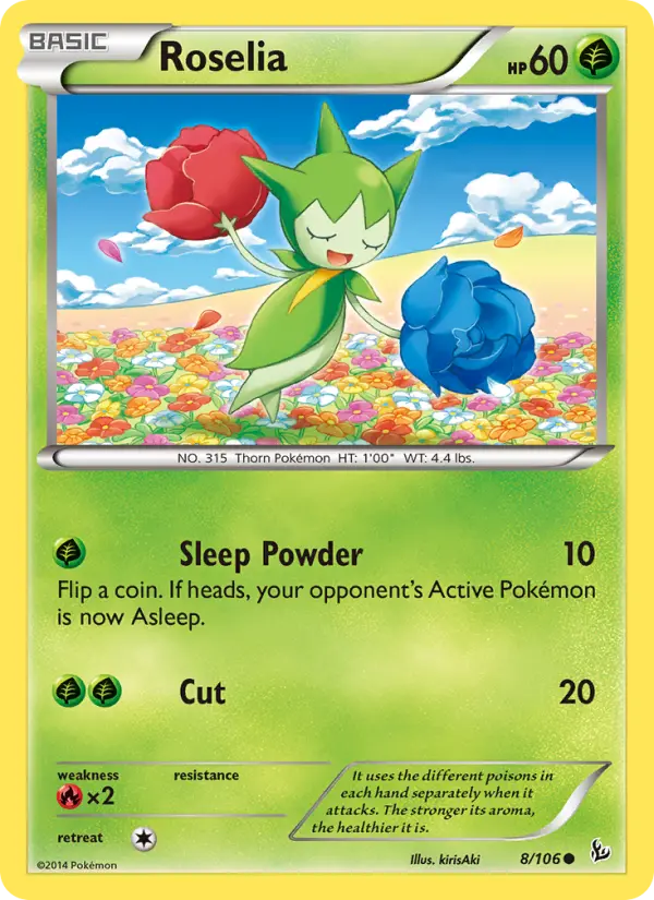 Roselia Common Pokemon card #8 from Flashfire