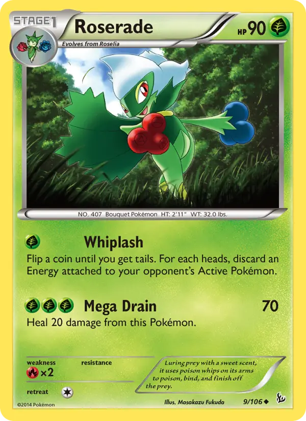 Roserade Uncommon Pokemon card #9 from Flashfire