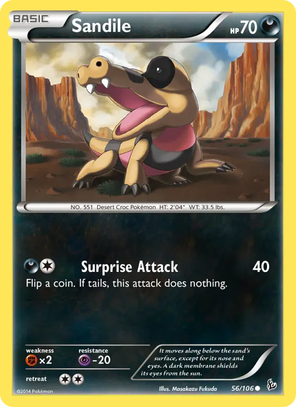 Sandile Common Pokemon card #56 from Flashfire