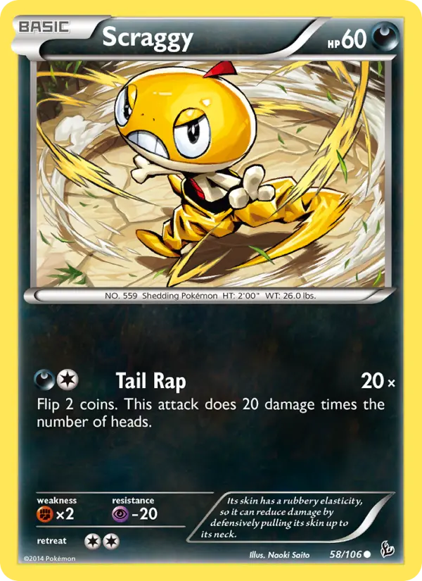 Scraggy Common Pokemon card #58 from Flashfire