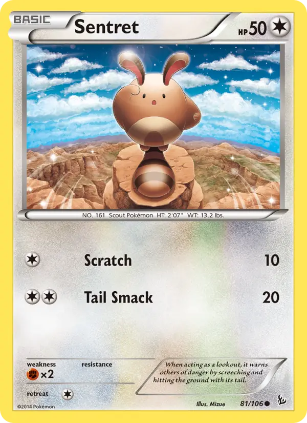 Sentret Common Pokemon card #81 from Flashfire