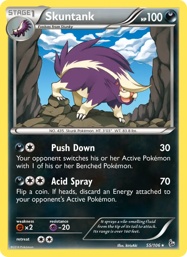 Skuntank Rare Pokemon card #55 from Flashfire