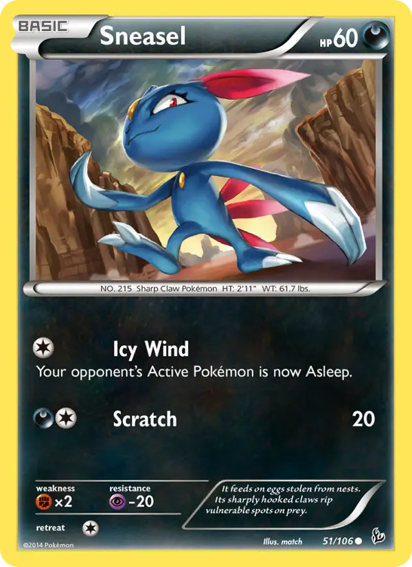 Sneasel Common Pokemon card #51 from Flashfire