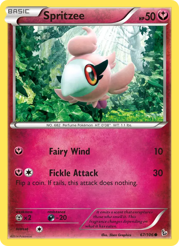 Spritzee Common Pokemon card #67 from Flashfire