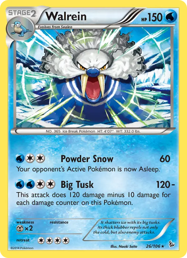 Walrein Rare Pokemon card #26 from Flashfire