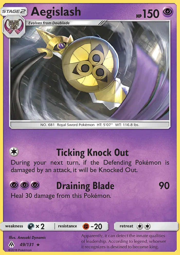 Aegislash Rare Pokemon card #49 from Forbidden Light