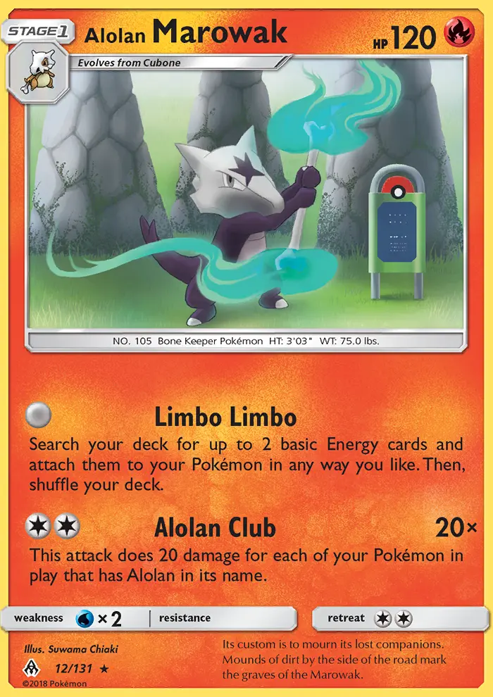 Alolan Marowak Rare Pokemon card #12 from Forbidden Light