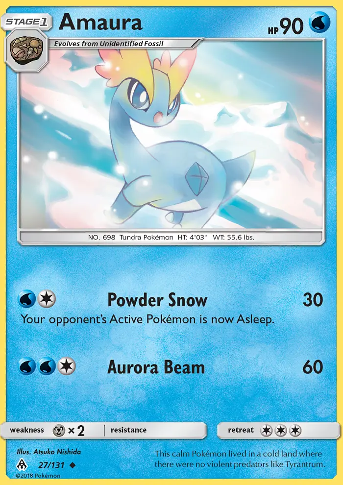 Amaura Uncommon Pokemon card #27 from Forbidden Light