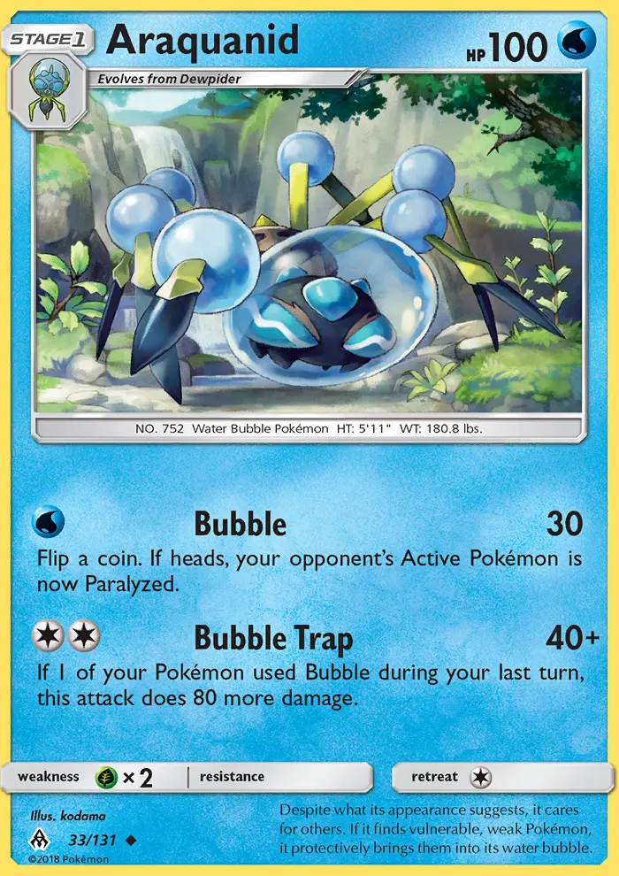 Araquanid Uncommon Pokemon card #33 from Forbidden Light
