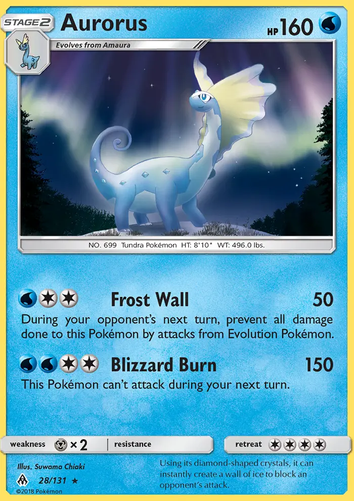 Aurorus Rare Pokemon card #28 from Forbidden Light
