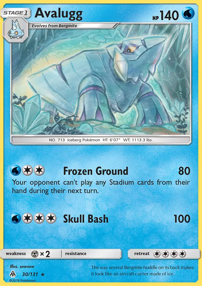 Avalugg Rare Pokemon card #30 from Forbidden Light