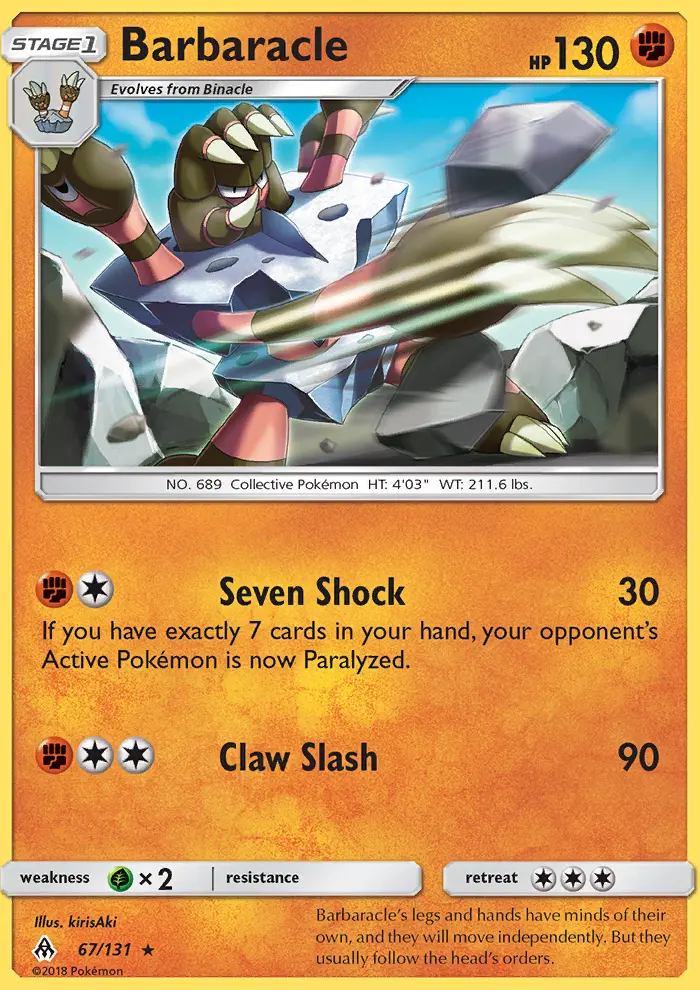 Barbaracle Rare Pokemon card #67 from Forbidden Light