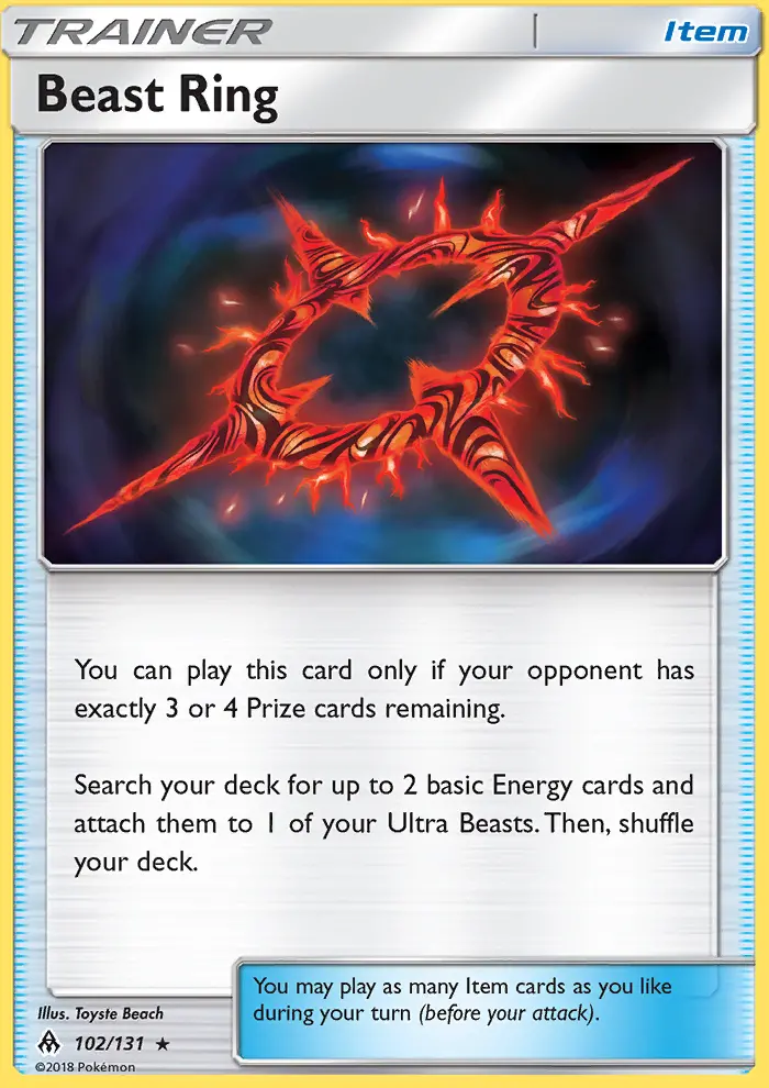 Beast Ring Rare Pokemon card #102 from Forbidden Light