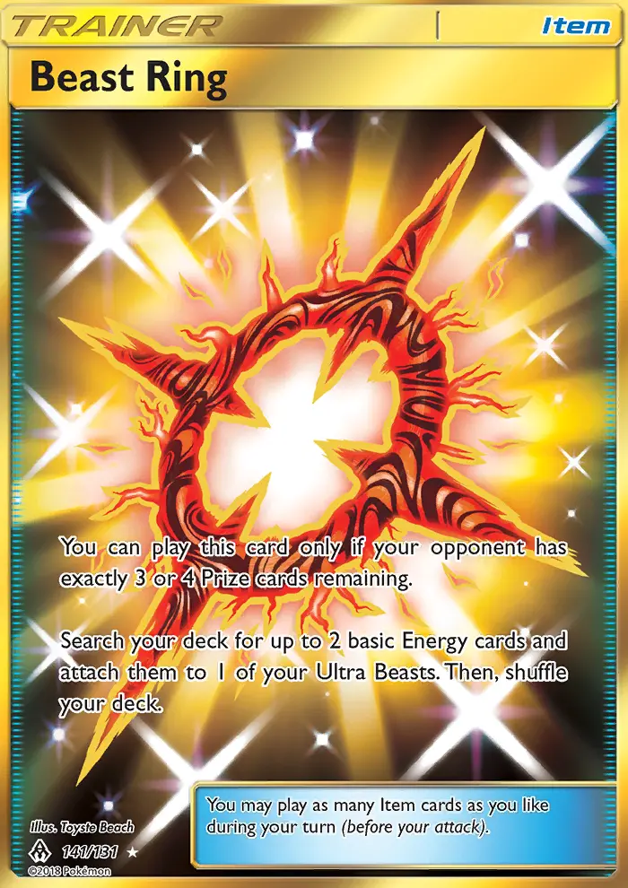 Beast Ring Secret Rare Pokemon card #141 from Forbidden Light