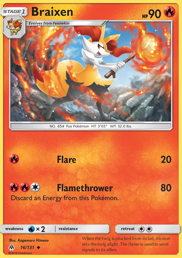Braixen Uncommon Pokemon card #16 from Forbidden Light