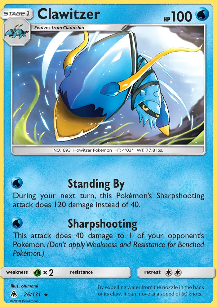 Clawitzer Rare Pokemon card #26 from Forbidden Light
