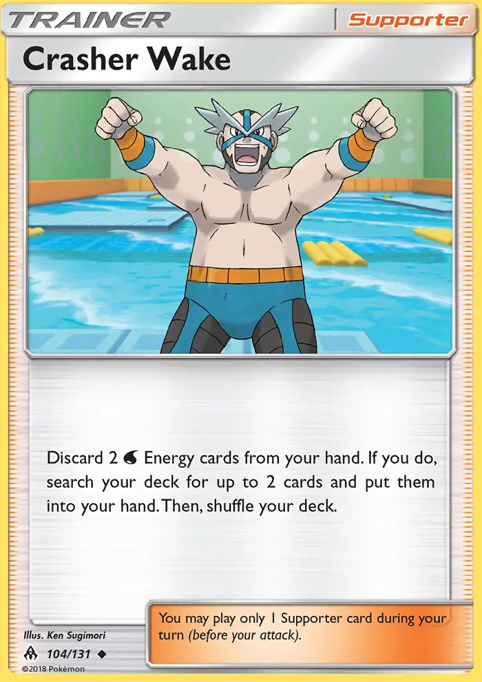 Crasher Wake Uncommon Pokemon card #104 from Forbidden Light