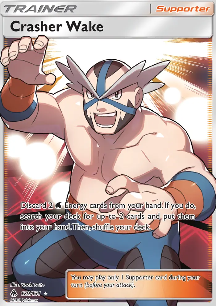 Crasher Wake Ultra Rare Pokemon card #129 from Forbidden Light