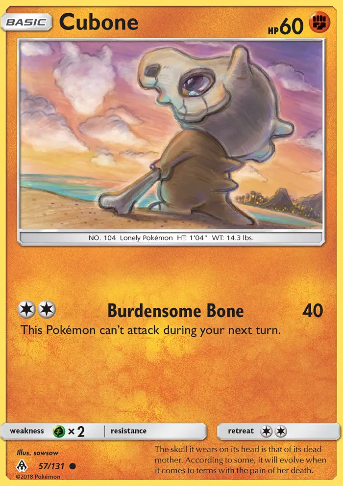 Cubone Common Pokemon card #57 from Forbidden Light