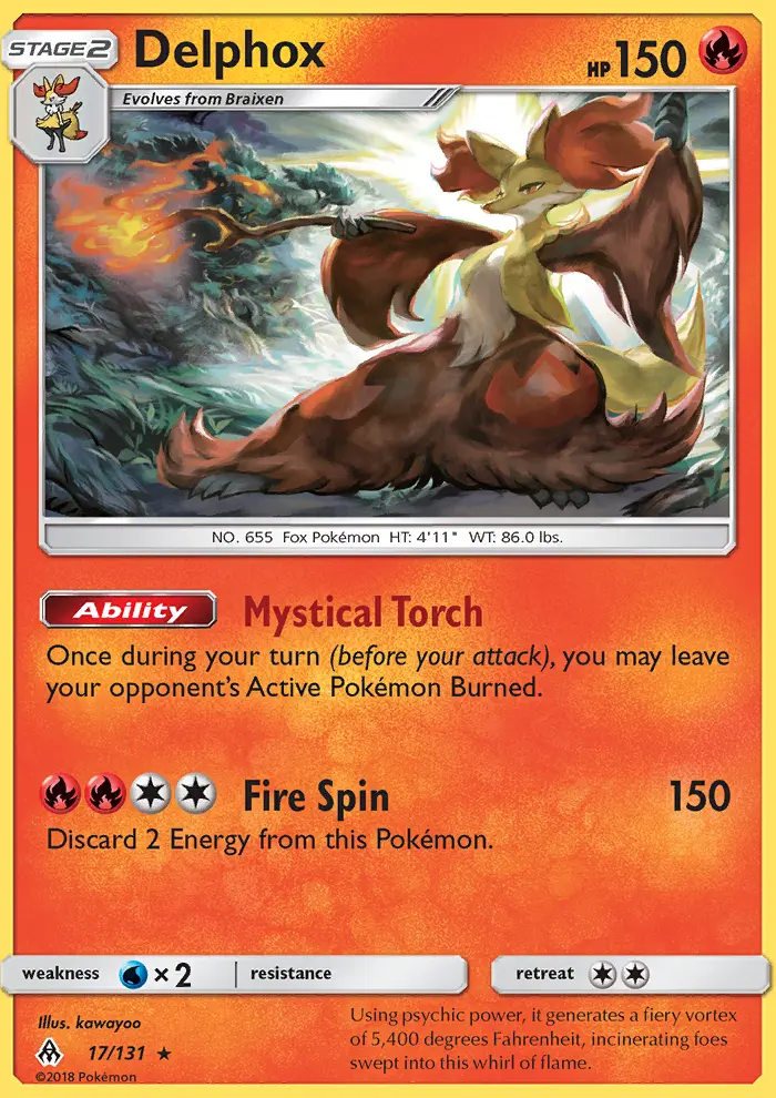 Delphox Rare Pokemon card #17 from Forbidden Light
