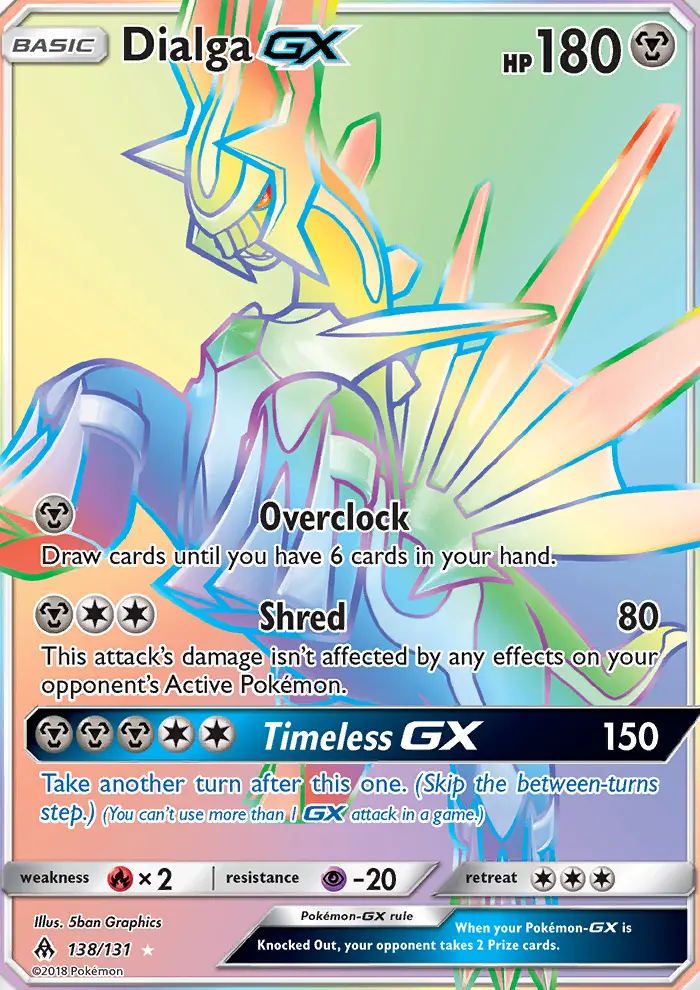Dialga GX Secret Rare Pokemon card #138 from Forbidden Light