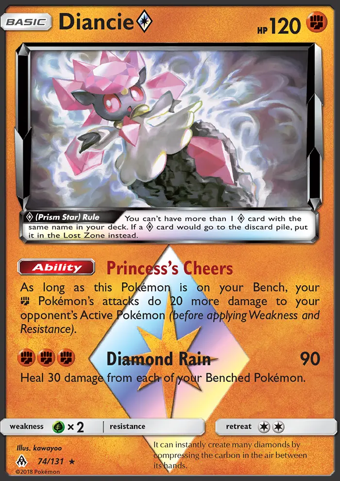 Diancie ◇ Rare Pokemon card #74 from Forbidden Light
